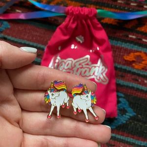 Lele Sadoughi X Lisa Frank Unicorn Rainbow Stud Earrings